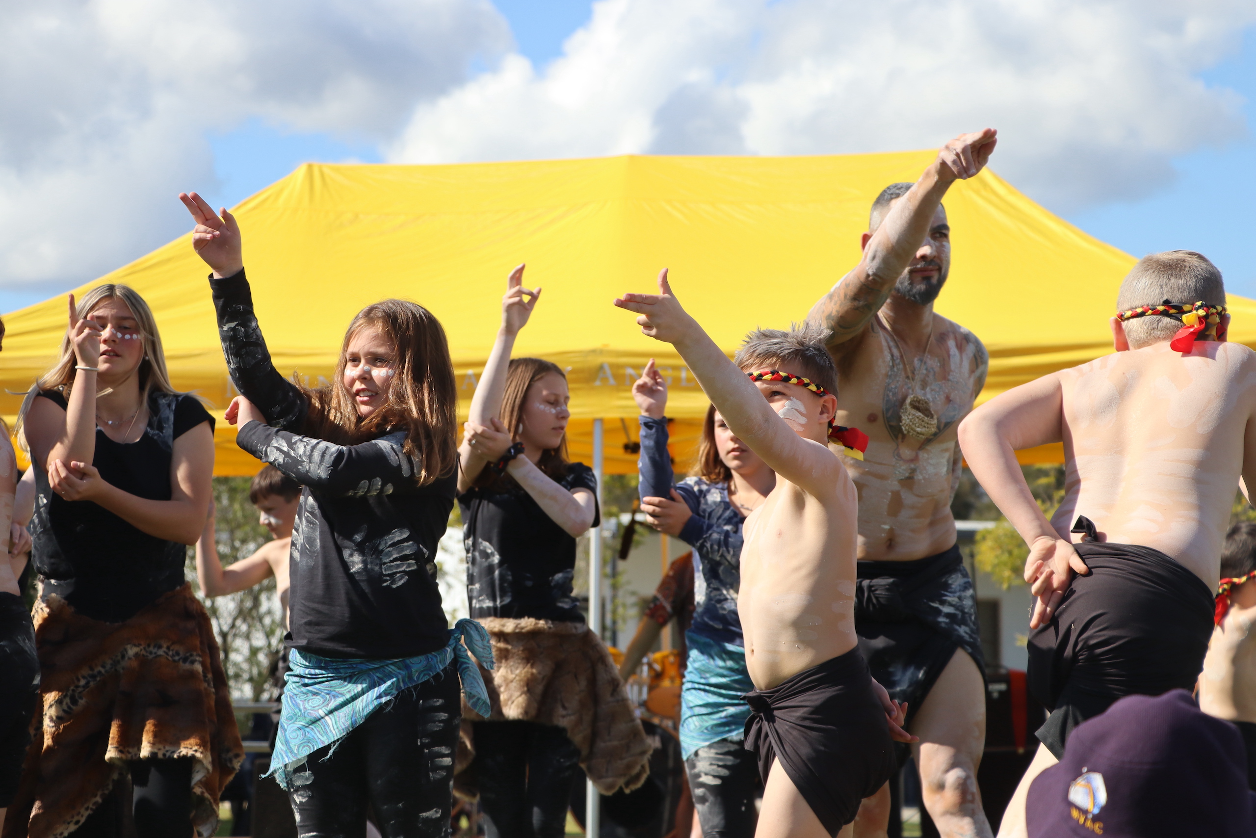 Students performing traditional dance